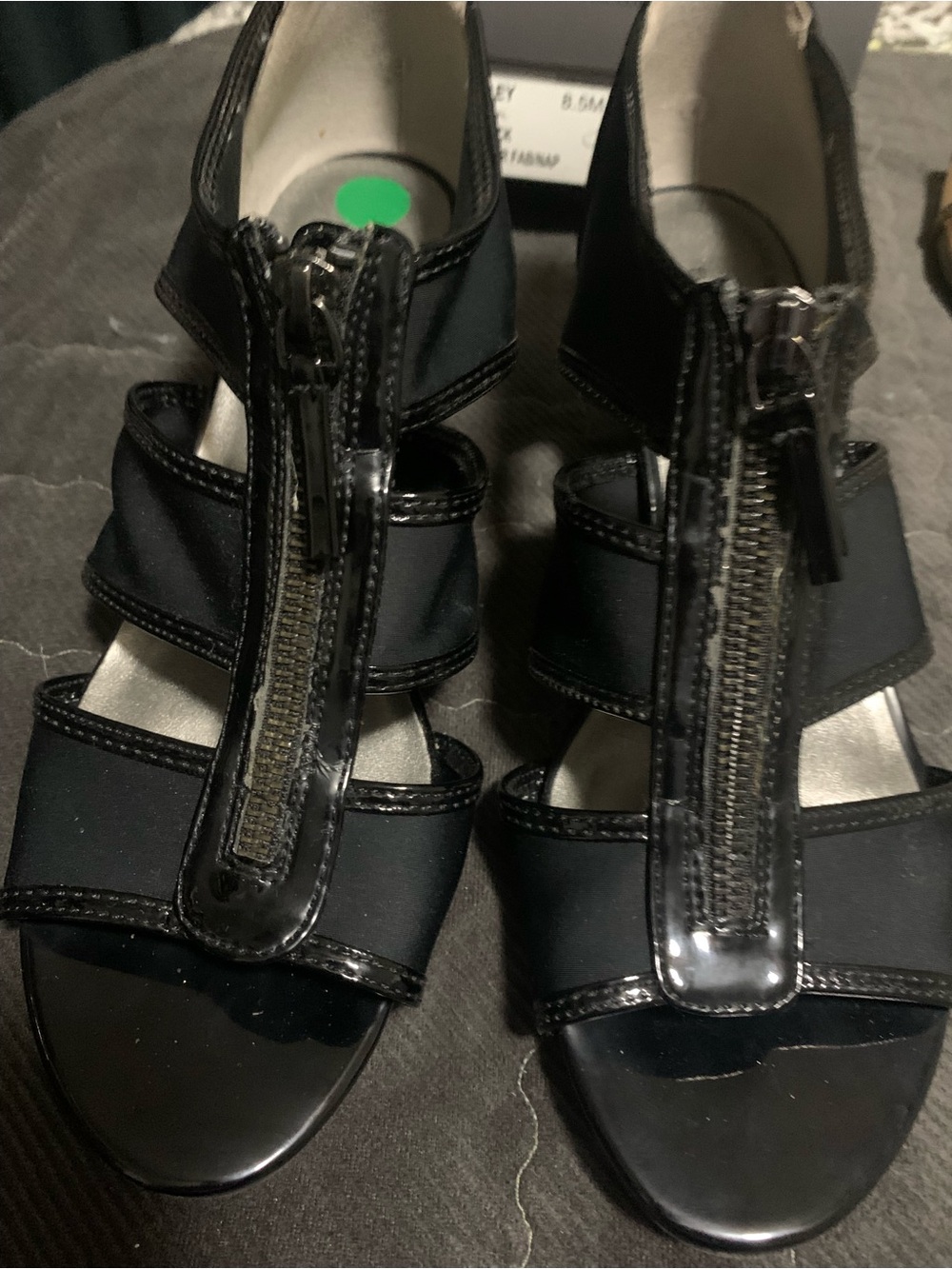 Bandolino Black Strappy Front-Zip Dress Sandals Size 8